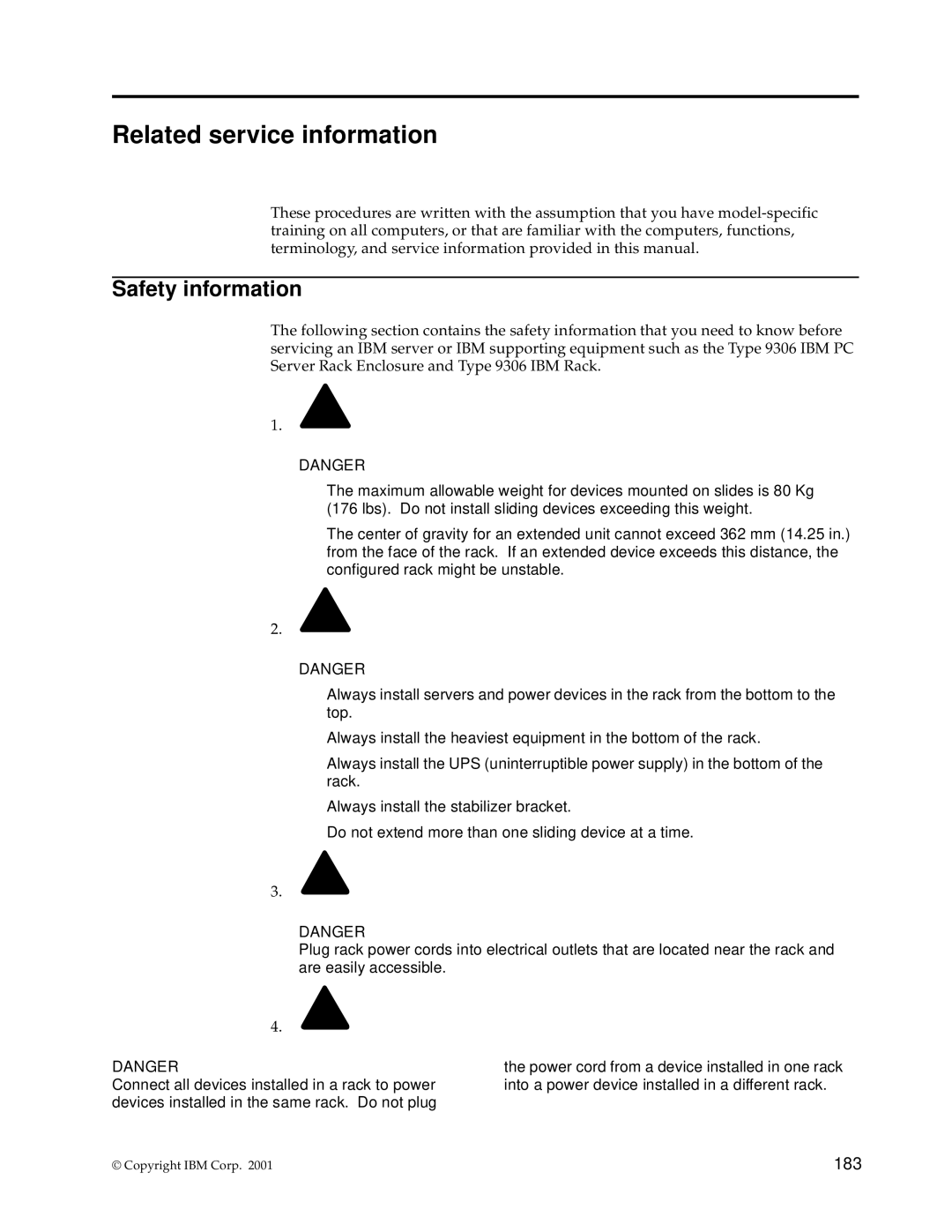 IBM 200, 9TX, 9TS, 9QX, 9QS, 900, 4SB, 4SA, 42P, 42X, 42E, 42S, 4QS, 4QX manual Related service information, Safety information 