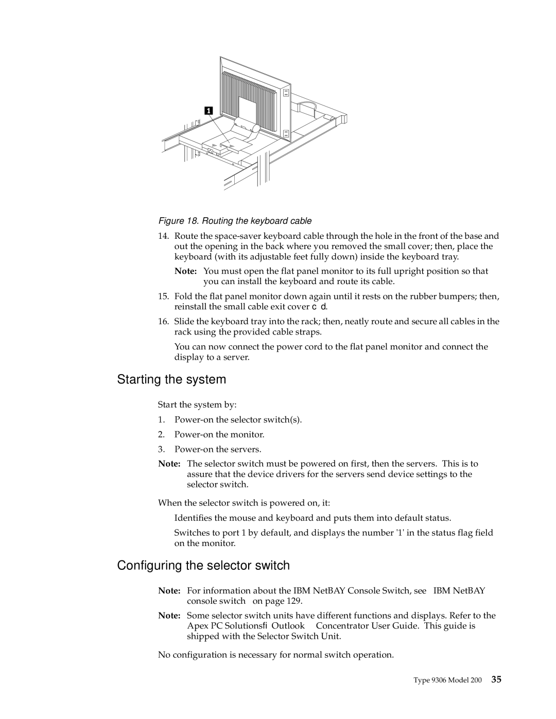 IBM 9TS, 9TX, 9QX, 9QS, 900, 4SB, 4SA, 42P, 42X, 200, 42E, 42S, 4QS, 4QX manual Starting the system, Configuring the selector switch 