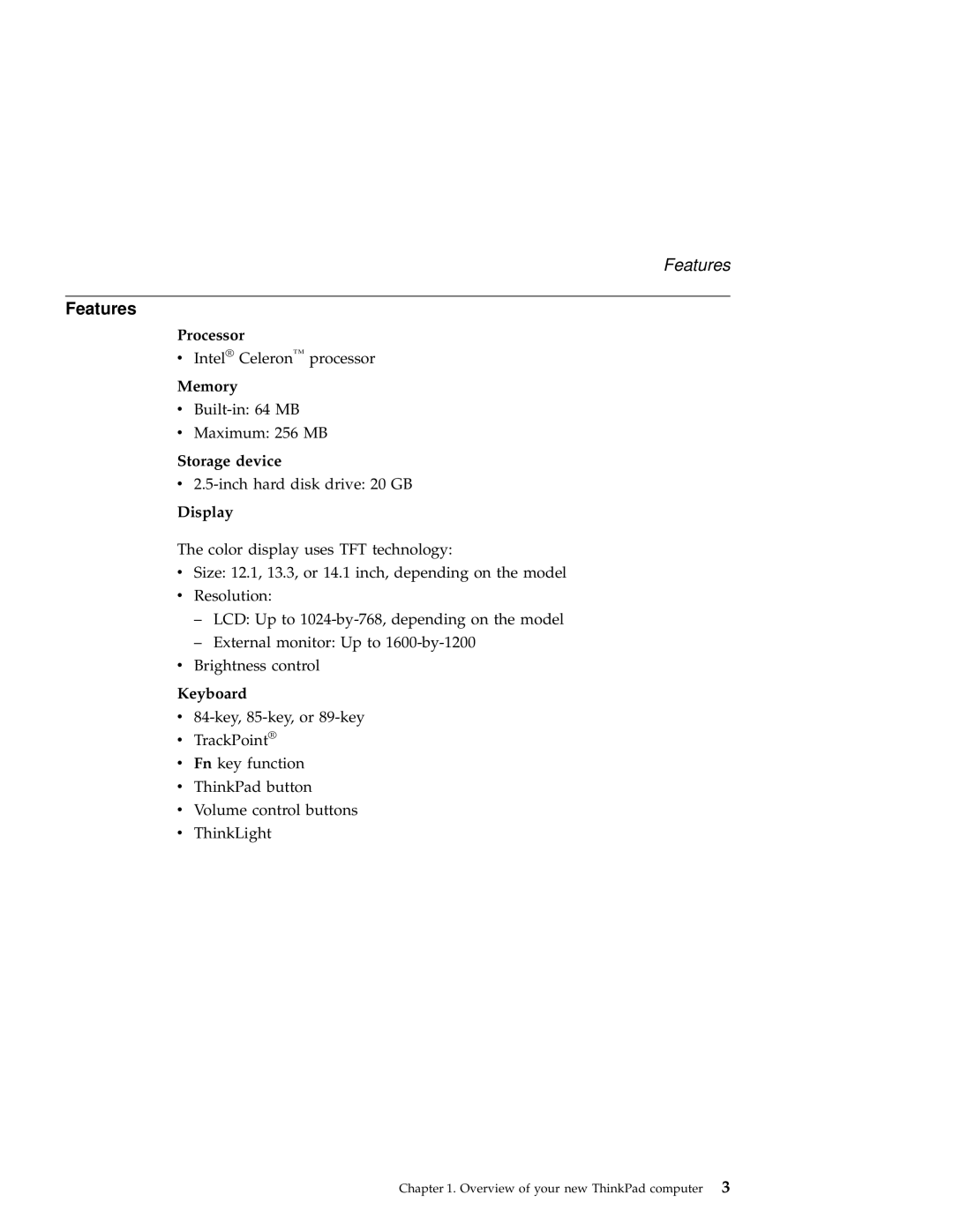 IBM A21e manual Features 