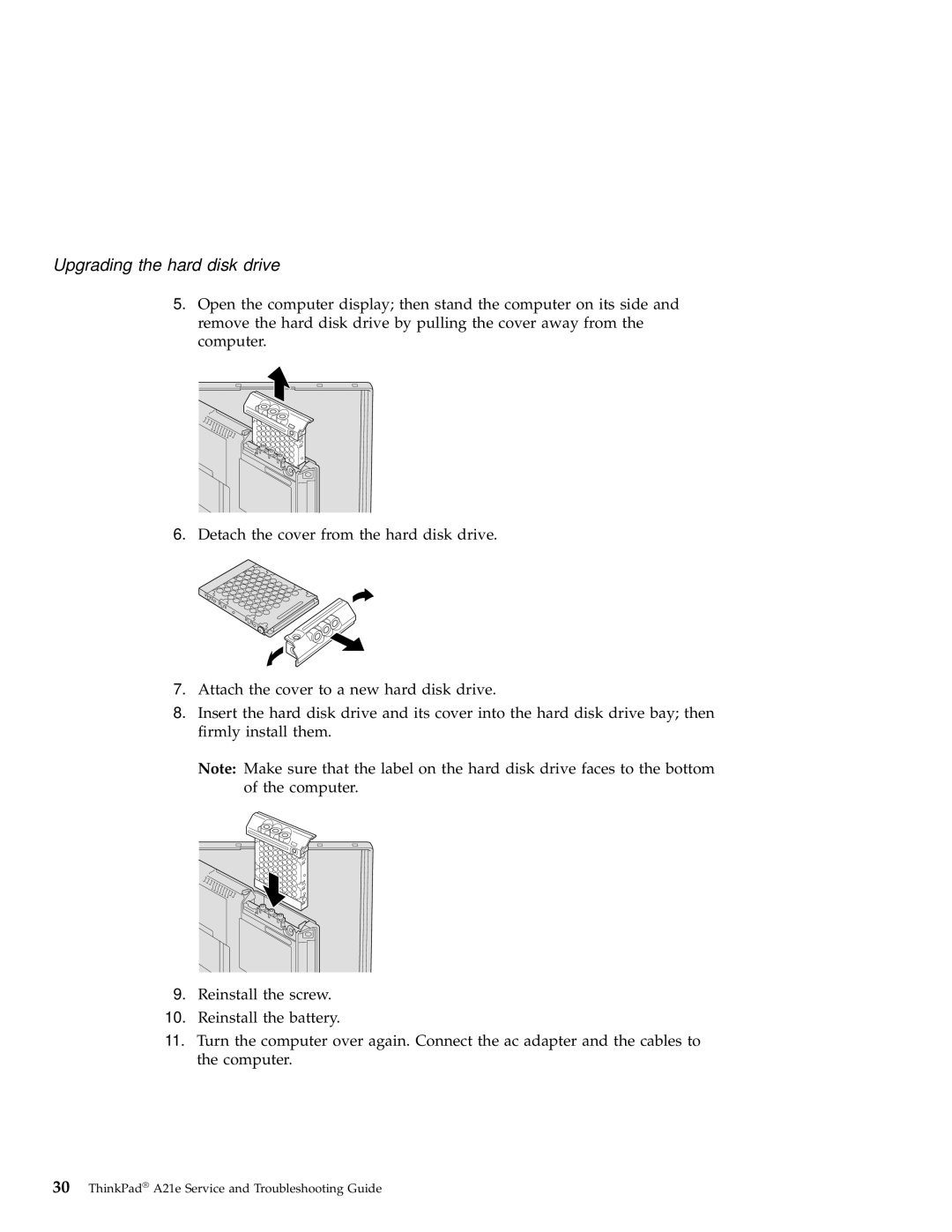 IBM A21e manual Upgrading the hard disk drive 