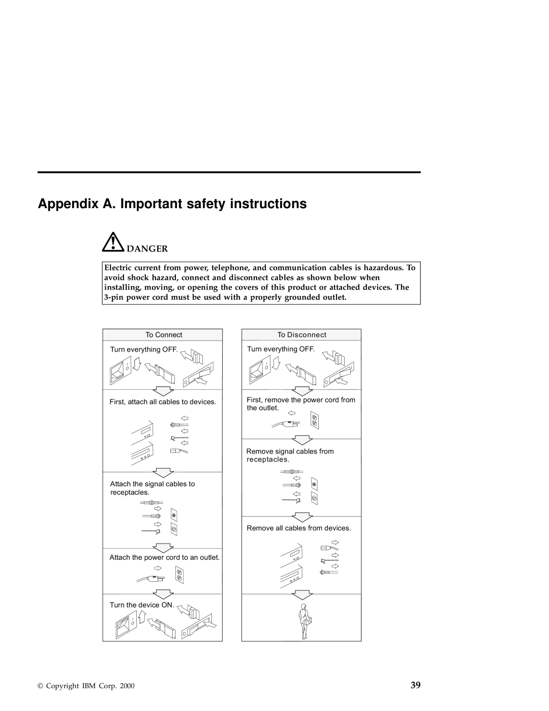 IBM A21e manual Appendix A. Important safety instructions 