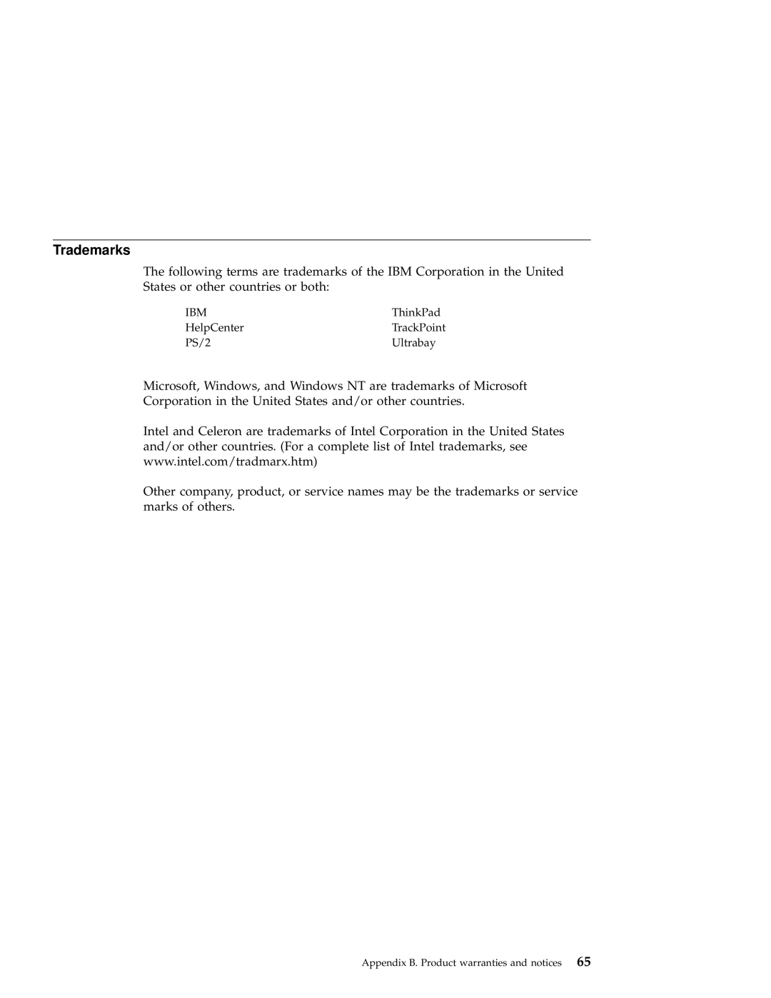 IBM A21e manual Trademarks 