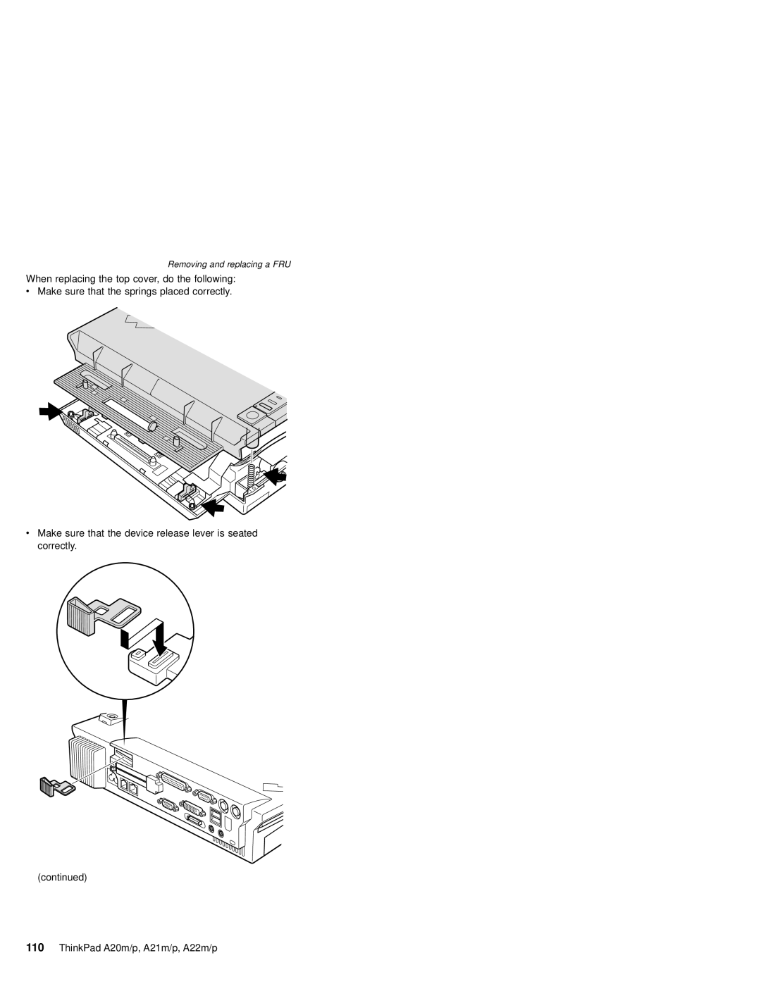 IBM A22M, A21M, A22P, A21P, A20M, MT 2631 manual Removing and replacing a FRU 