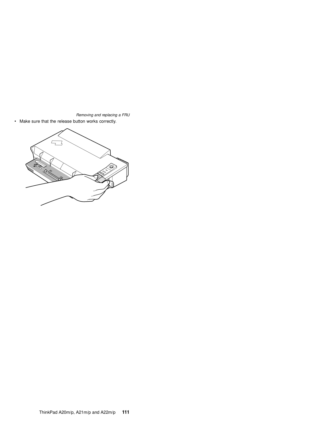 IBM A21P, A21M, A22P, A22M, A20M, MT 2631 manual Removing and replacing a FRU 