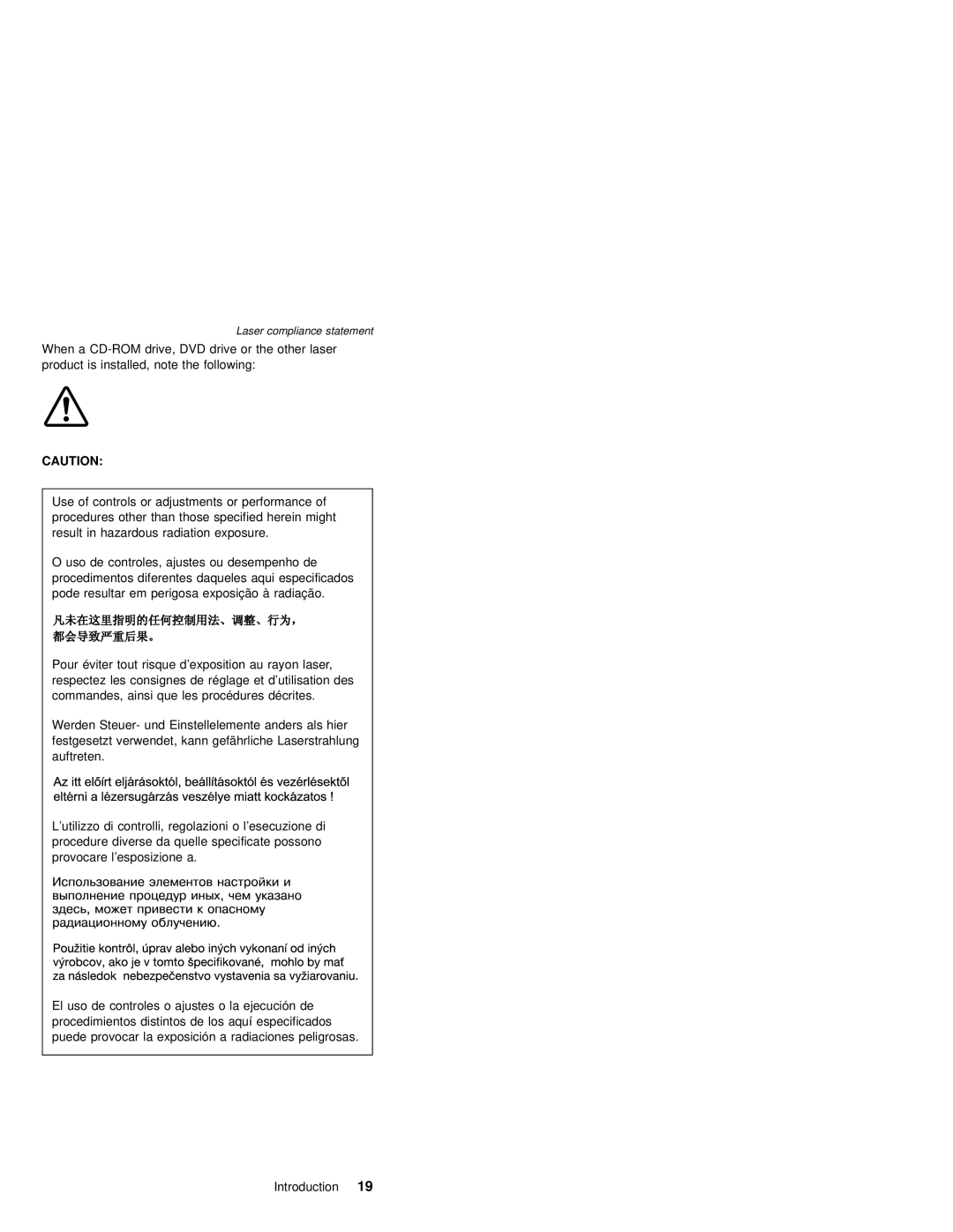 IBM A22P, A21M, A22M, A21P, A20M, MT 2631 manual Laser compliance statement 