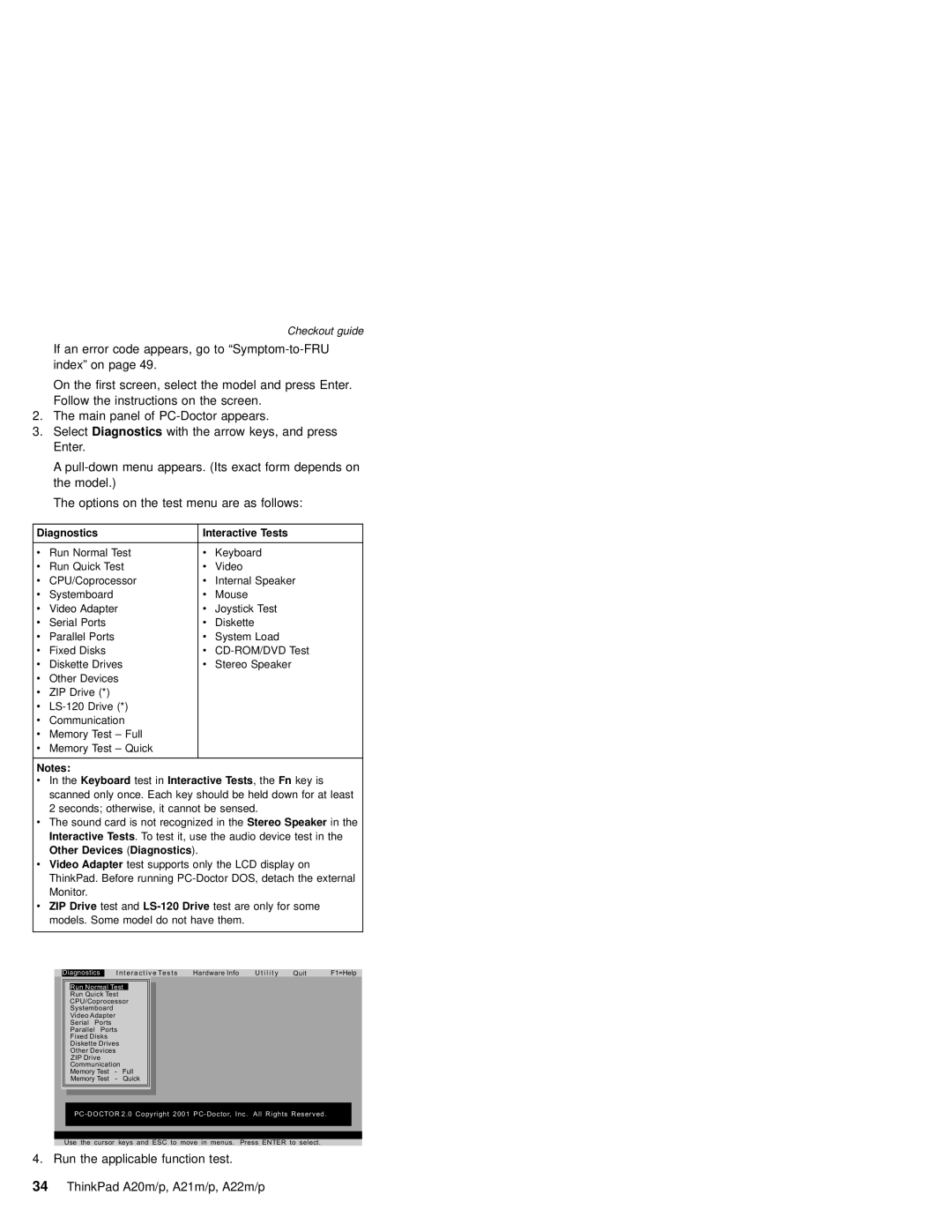 IBM A20M, A21M, A22P, A22M, A21P, MT 2631 manual Diagnostics Interactive Tests 