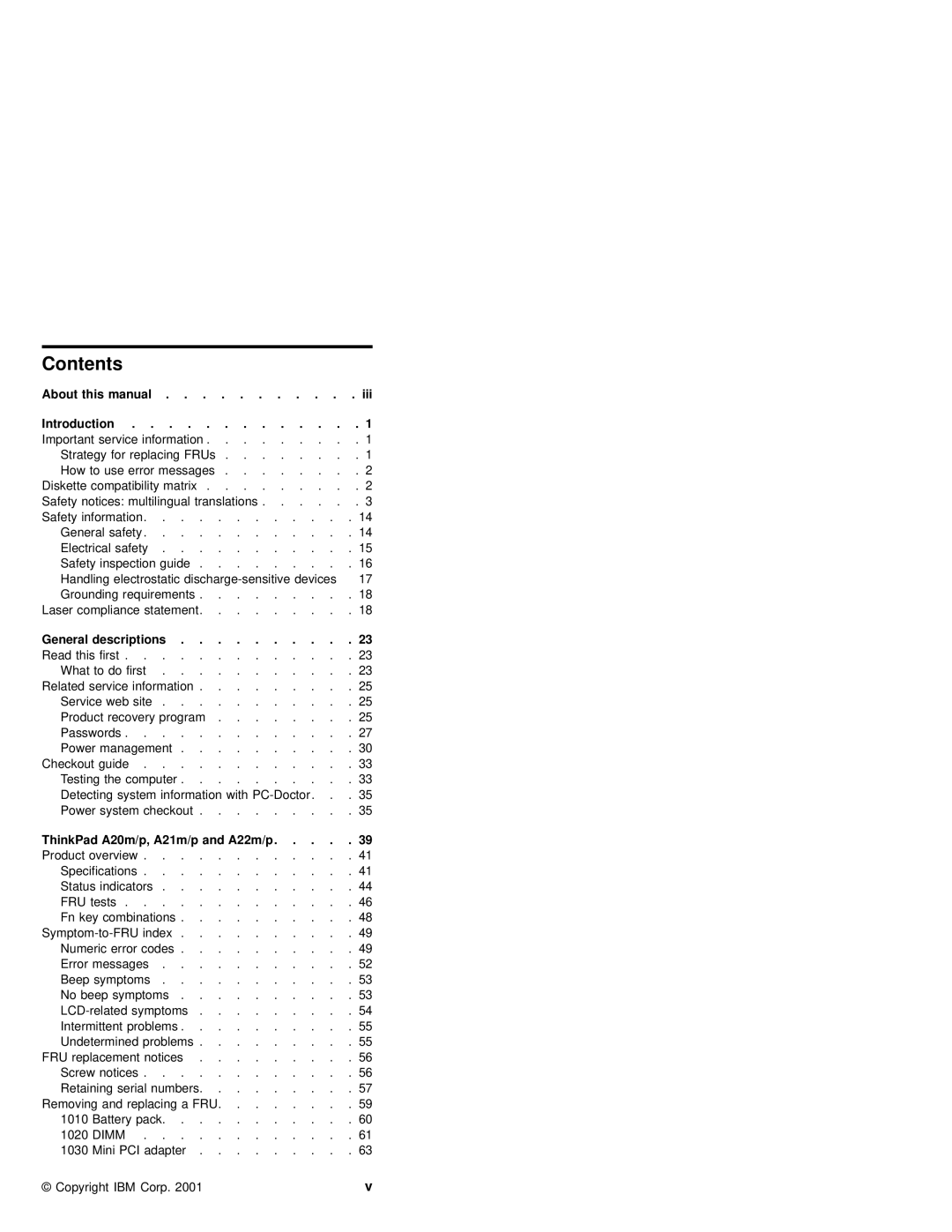 IBM MT 2631, A21M, A22P, A22M, A21P, A20M manual Contents 