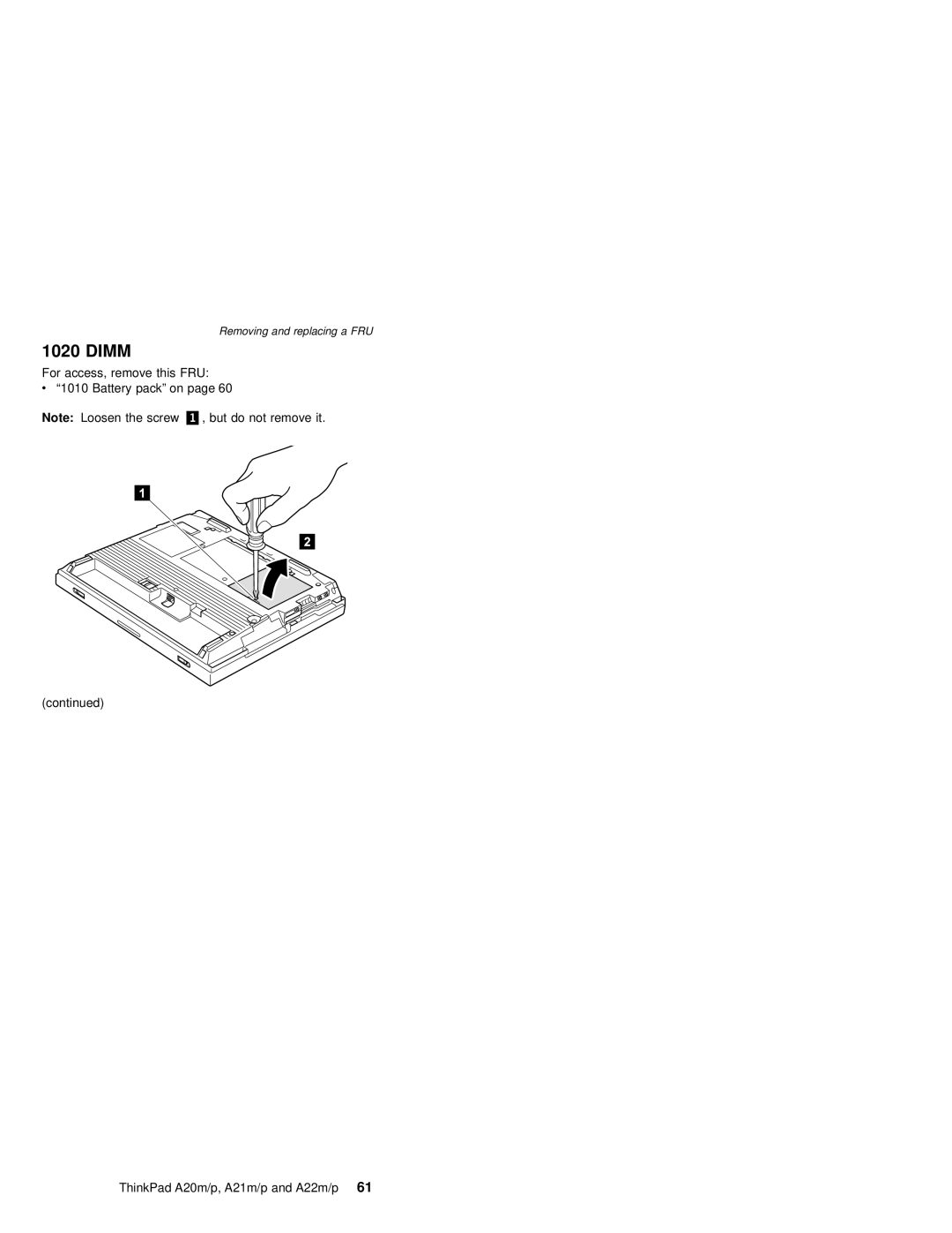 IBM A22P, A21M, A22M, A21P, A20M, MT 2631 manual Dimm 