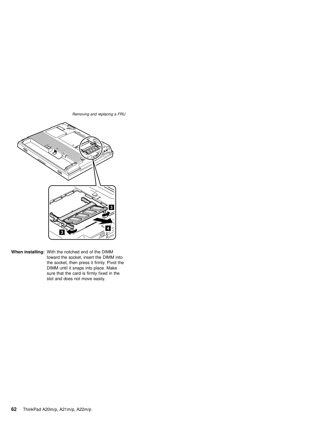 IBM A22M, A21M, A22P, A21P, A20M, MT 2631 manual Removing and replacing a FRU 