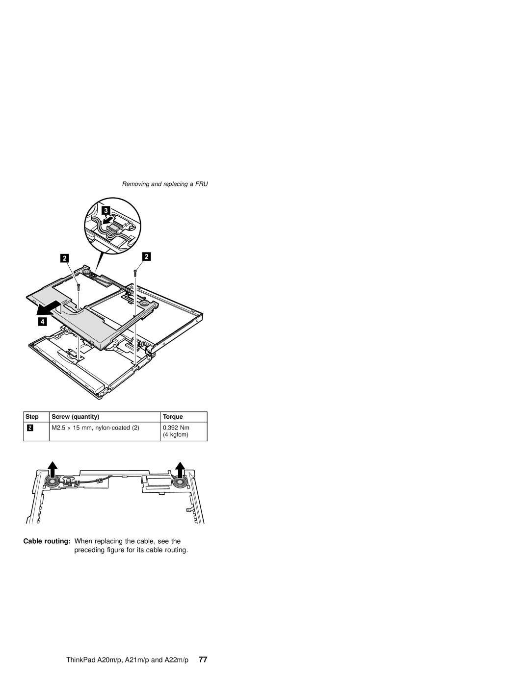 IBM MT 2631, A21M, A22P, A22M, A21P, A20M manual Step Screw quantity Torque 