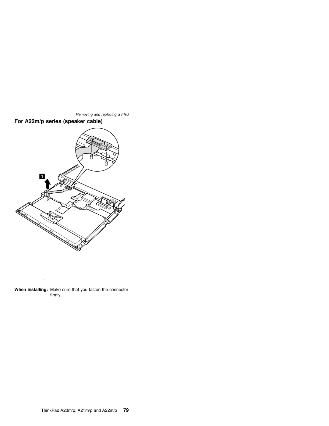 IBM A22P, A21M, A22M, A21P, A20M, MT 2631 manual For A22m/p series speaker cable 