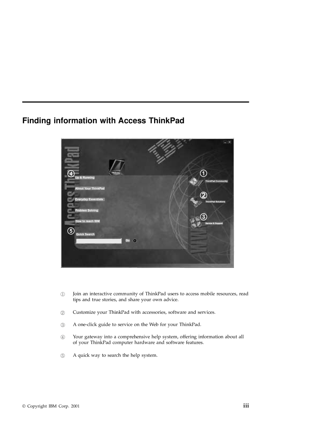 IBM A22 manual Finding information with Access ThinkPad 