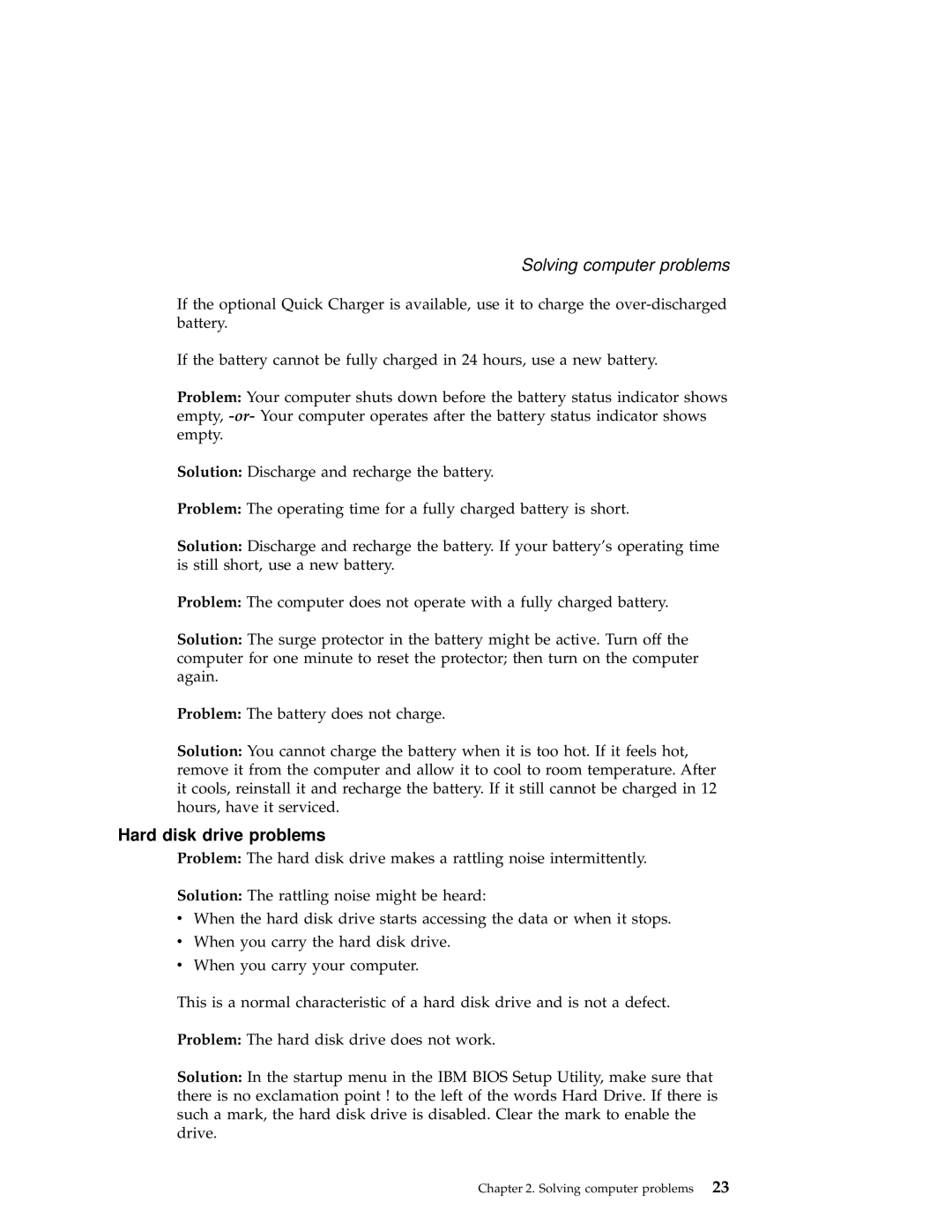 IBM A22e manual Hard disk drive problems 