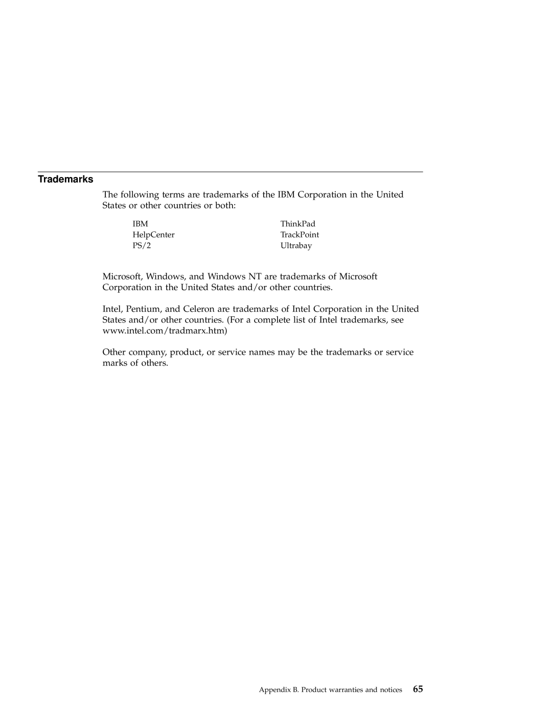 IBM A22e manual Trademarks 