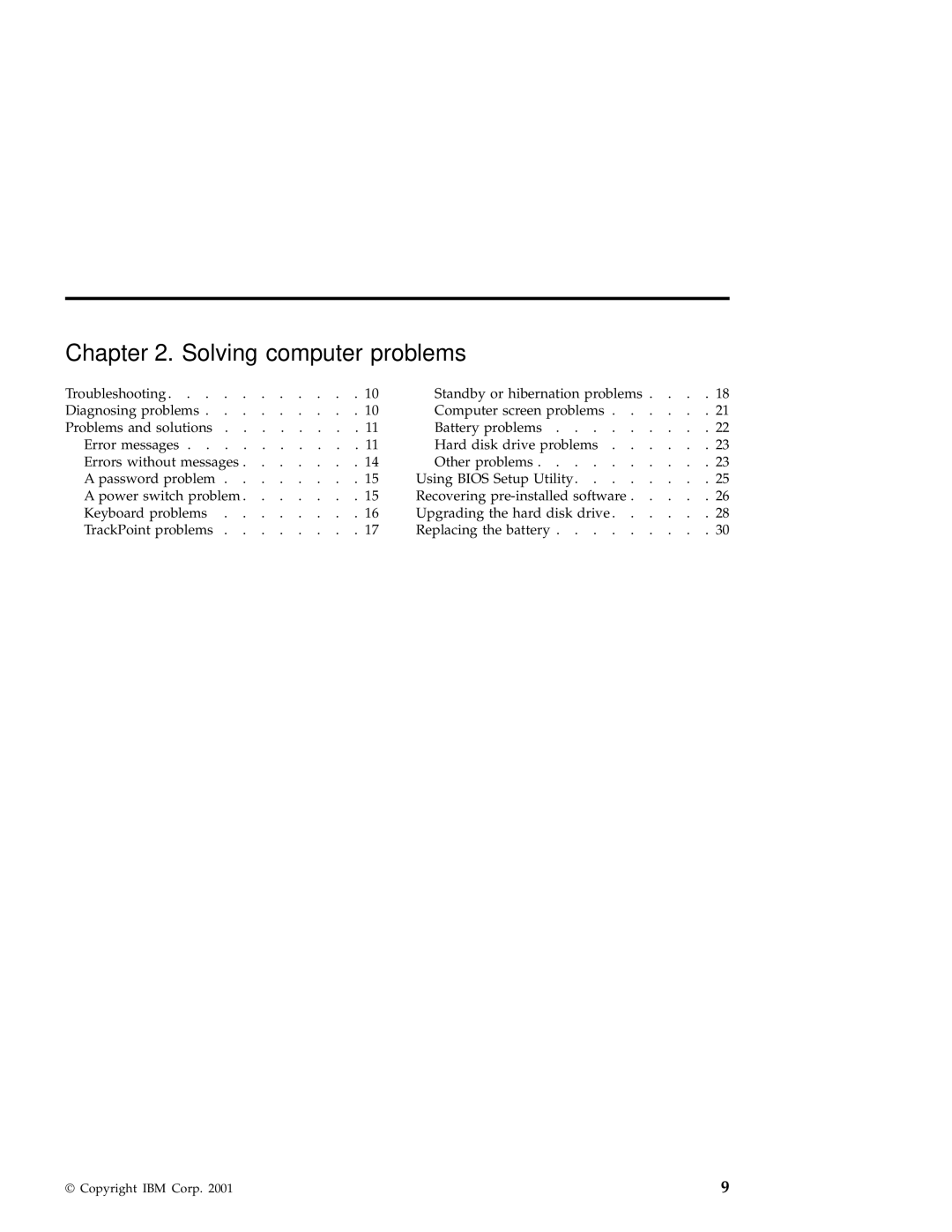 IBM A30 manual Solving computer problems 