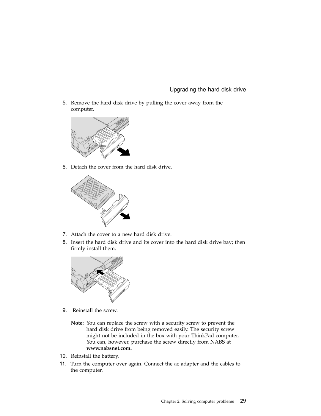 IBM A30 manual Upgrading the hard disk drive 