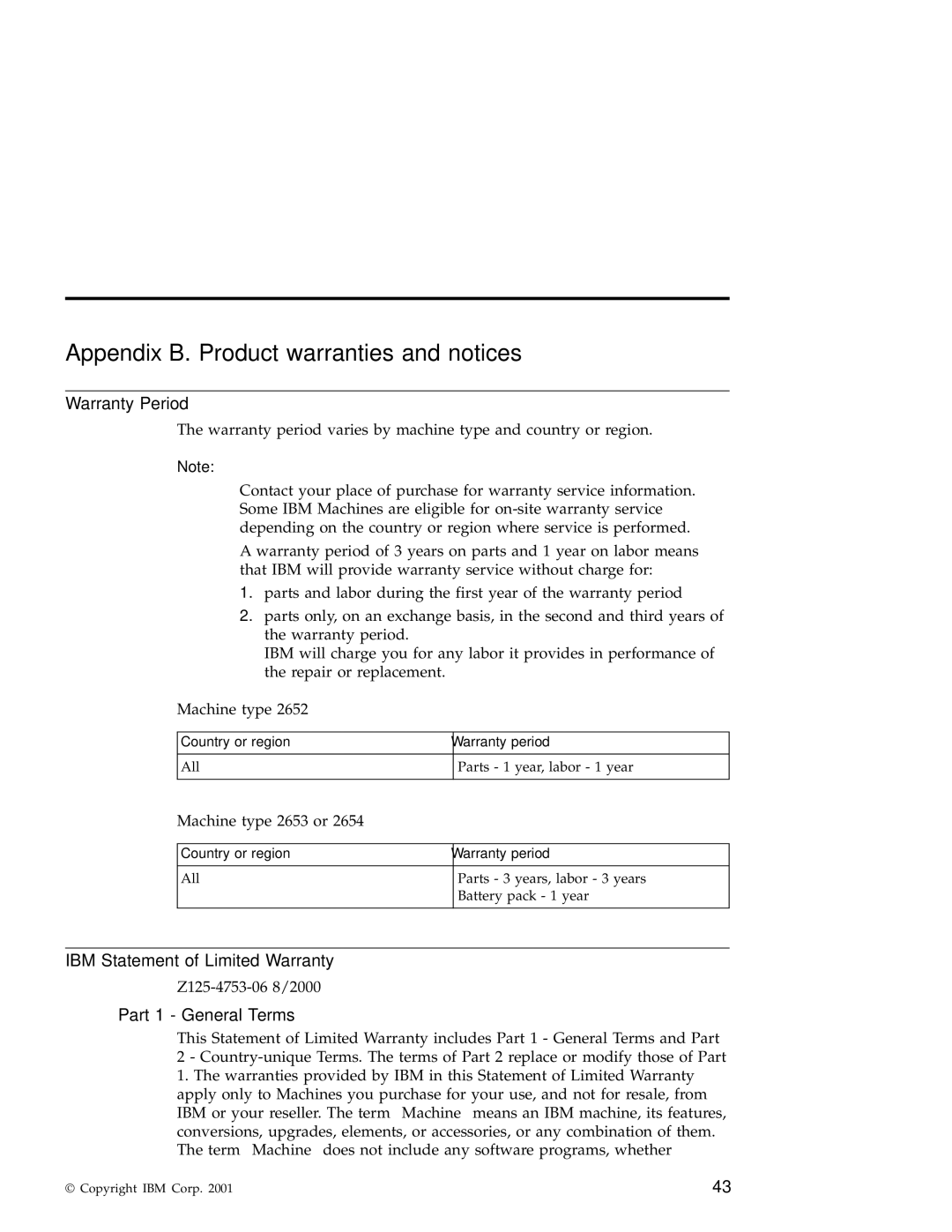 IBM A30 manual Warranty Period, IBM Statement of Limited Warranty, Part 1 General Terms 