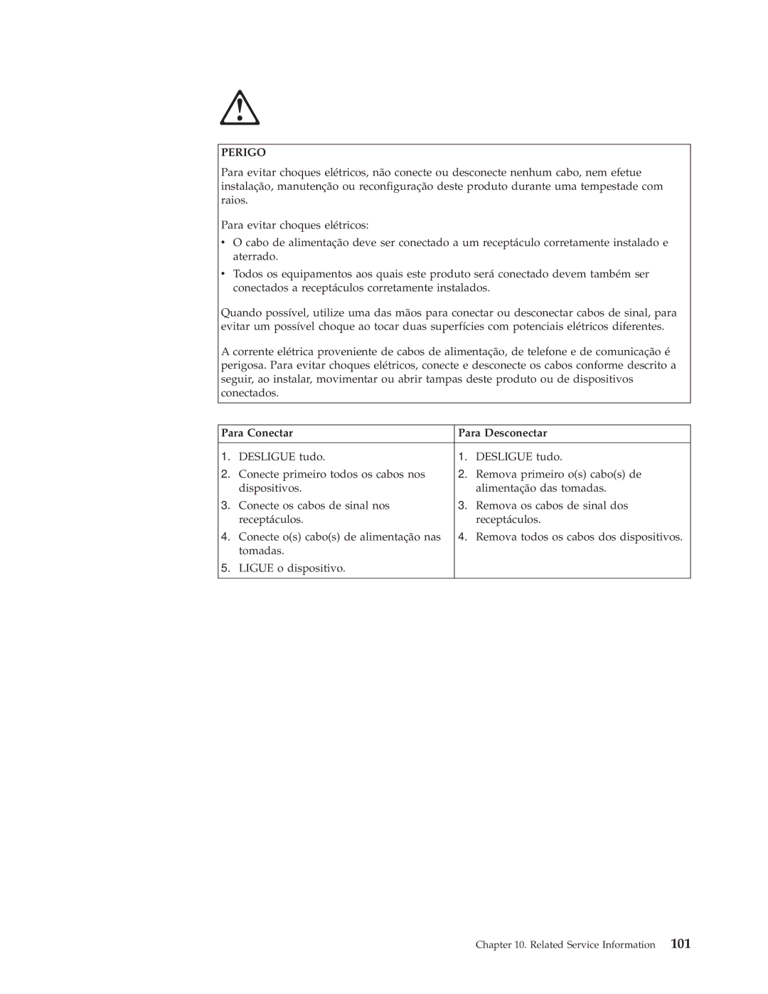 IBM A40 TYPE 6840, A40I TYPE 2271, A40P TYPE 6841 manual Perigo, Para Conectar Para Desconectar 