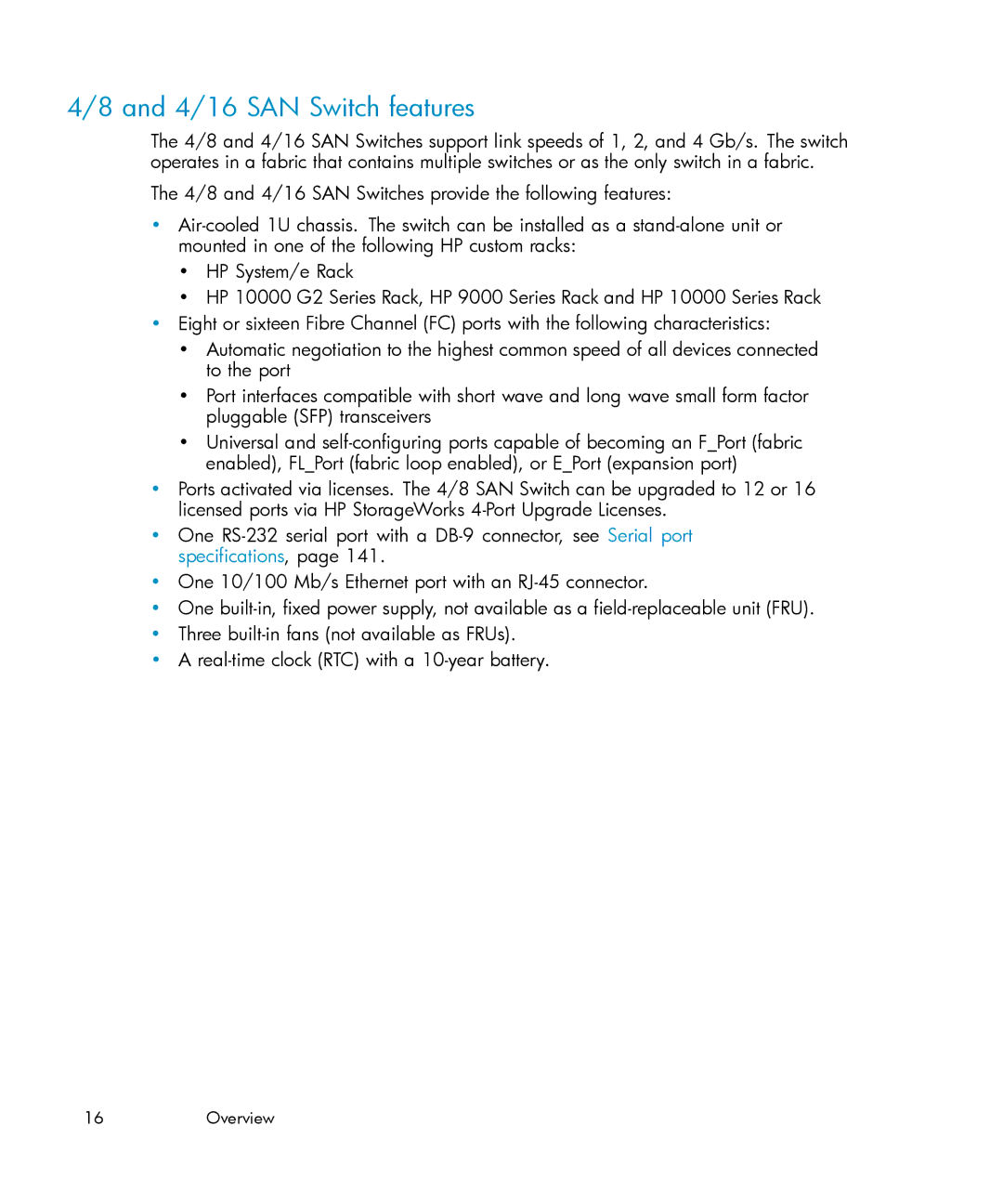 IBM AA-RWF3A-TE manual 4/16 SAN Switch features 