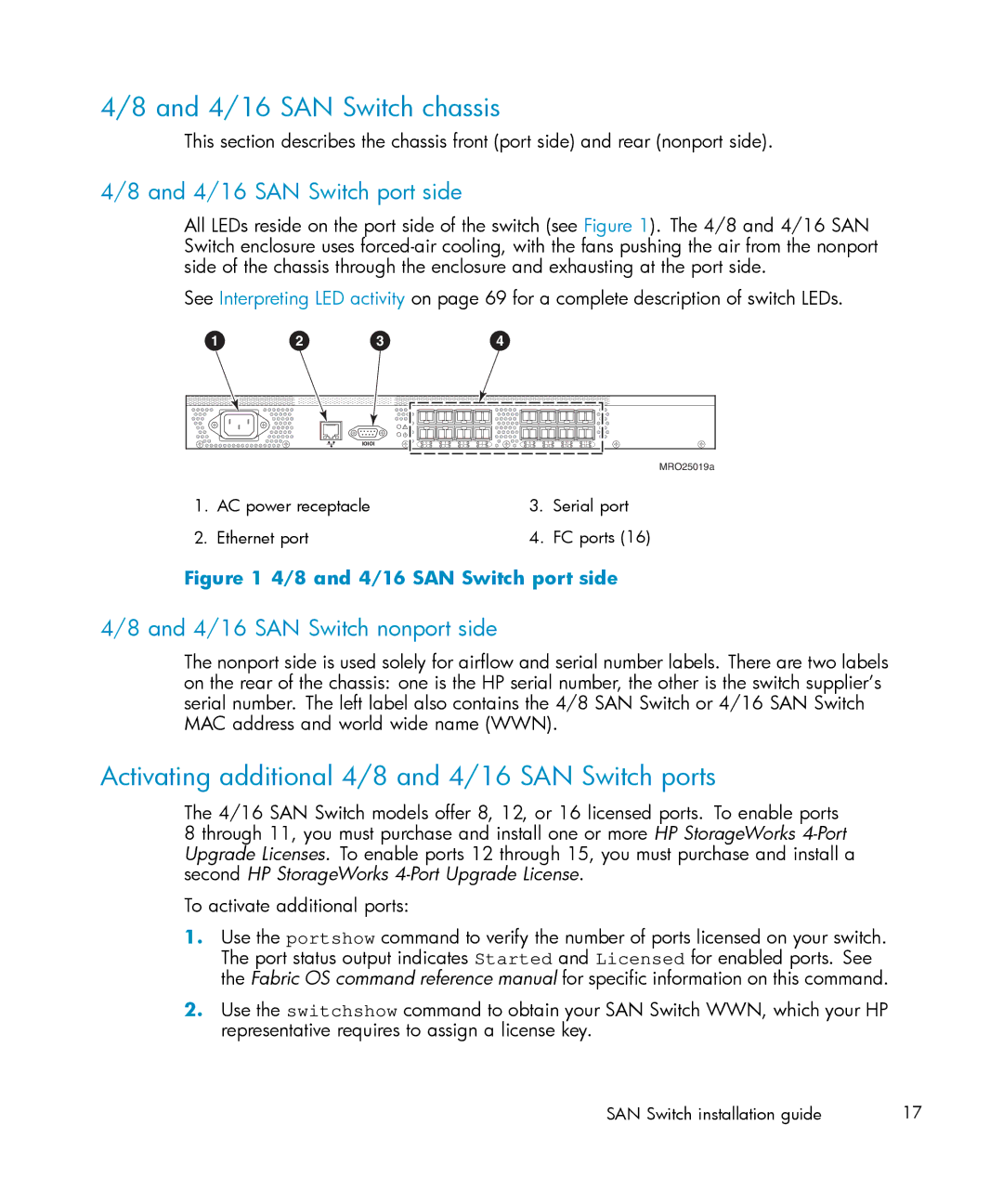 IBM AA-RWF3A-TE manual 4/16 SAN Switch chassis, Activating additional 4/8 and 4/16 SAN Switch ports 