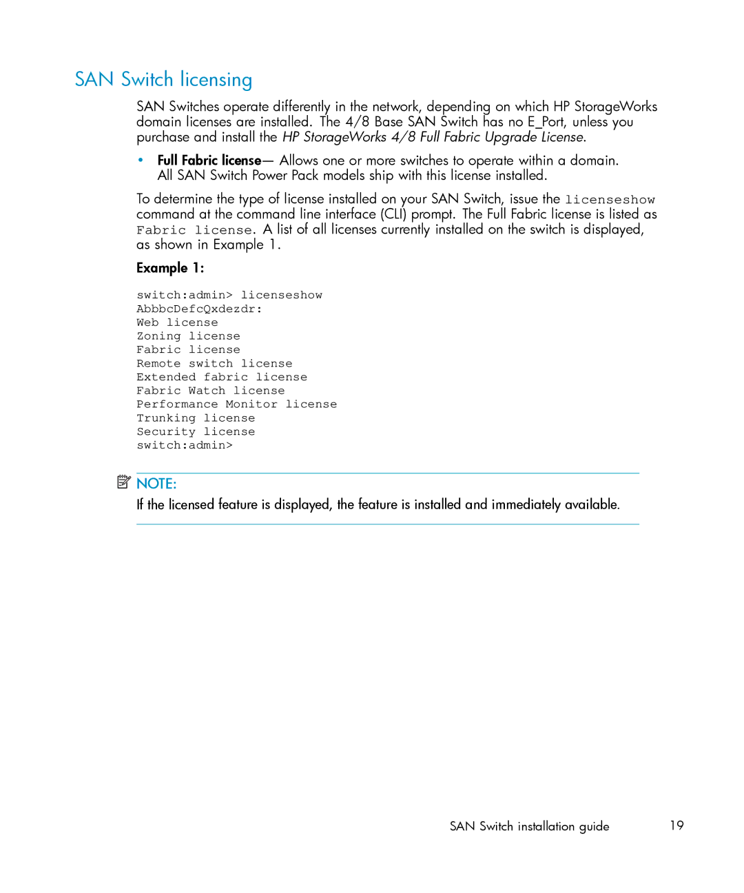 IBM AA-RWF3A-TE manual SAN Switch licensing 