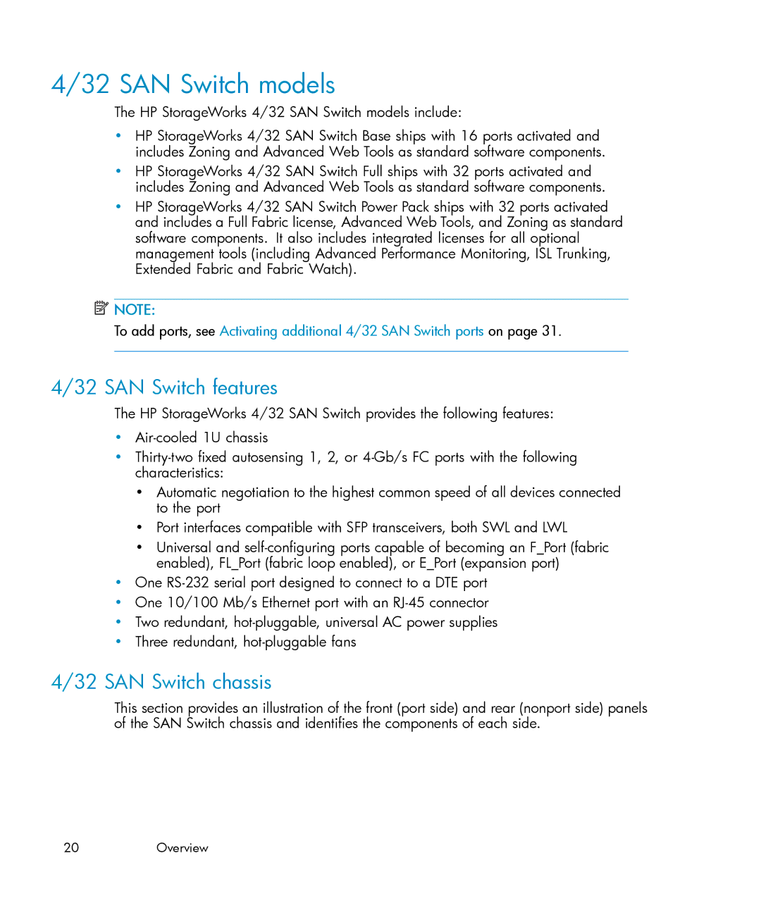 IBM AA-RWF3A-TE manual SAN Switch models, SAN Switch features, SAN Switch chassis 