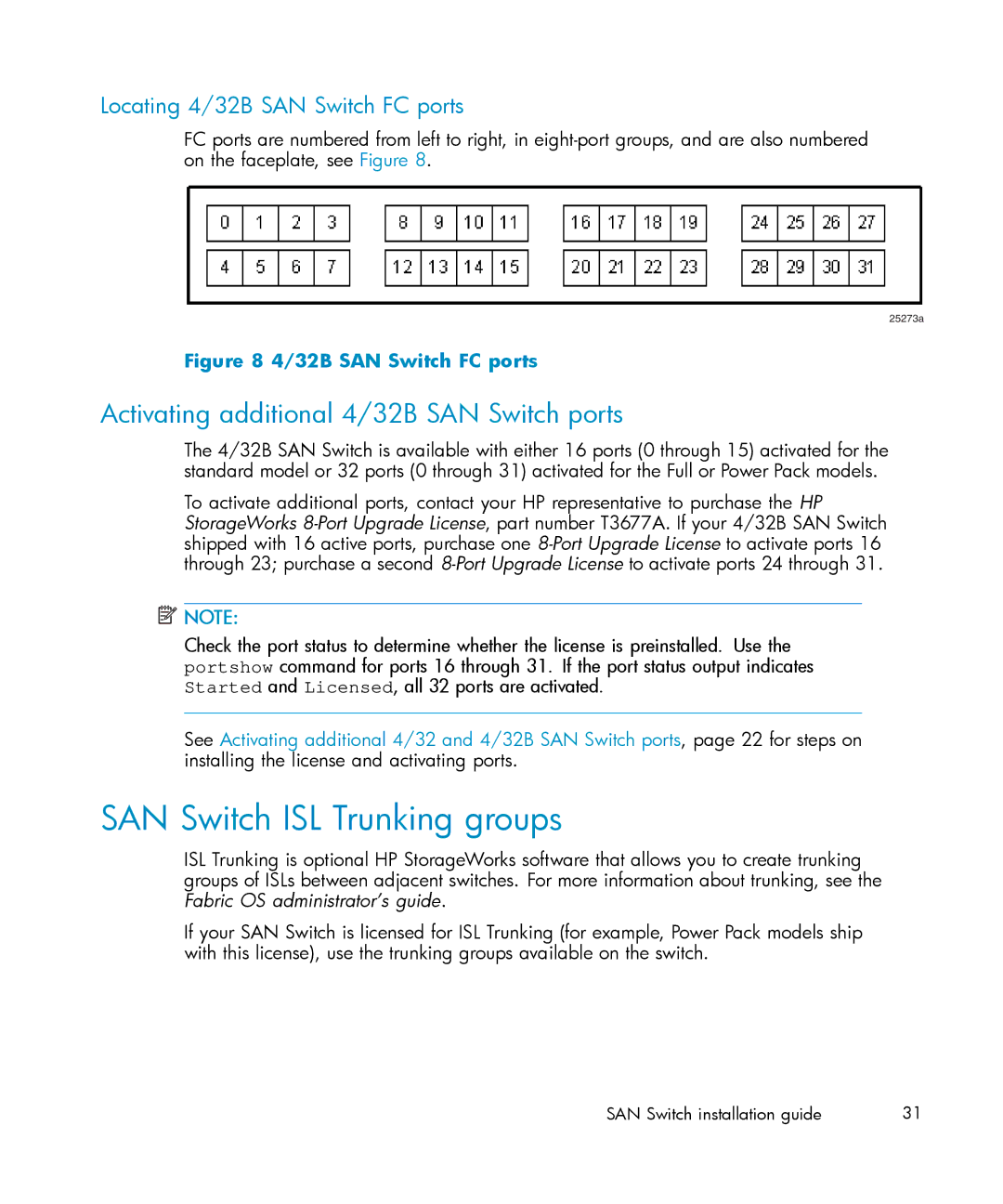 IBM AA-RWF3A-TE manual SAN Switch ISL Trunking groups, Activating additional 4/32B SAN Switch ports 