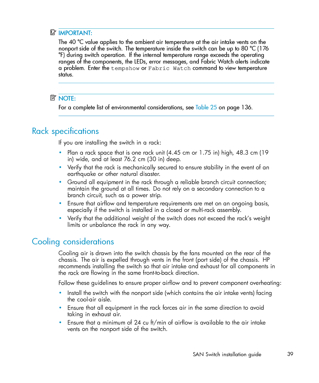 IBM AA-RWF3A-TE manual Rack specifications, Cooling considerations 