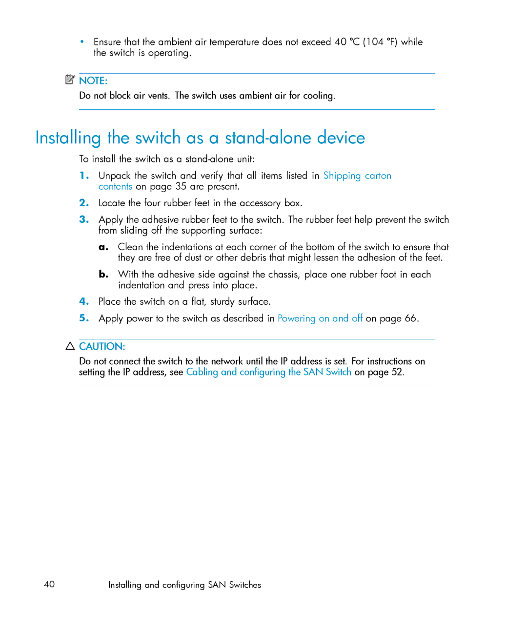 IBM AA-RWF3A-TE manual Installing the switch as a stand-alone device 