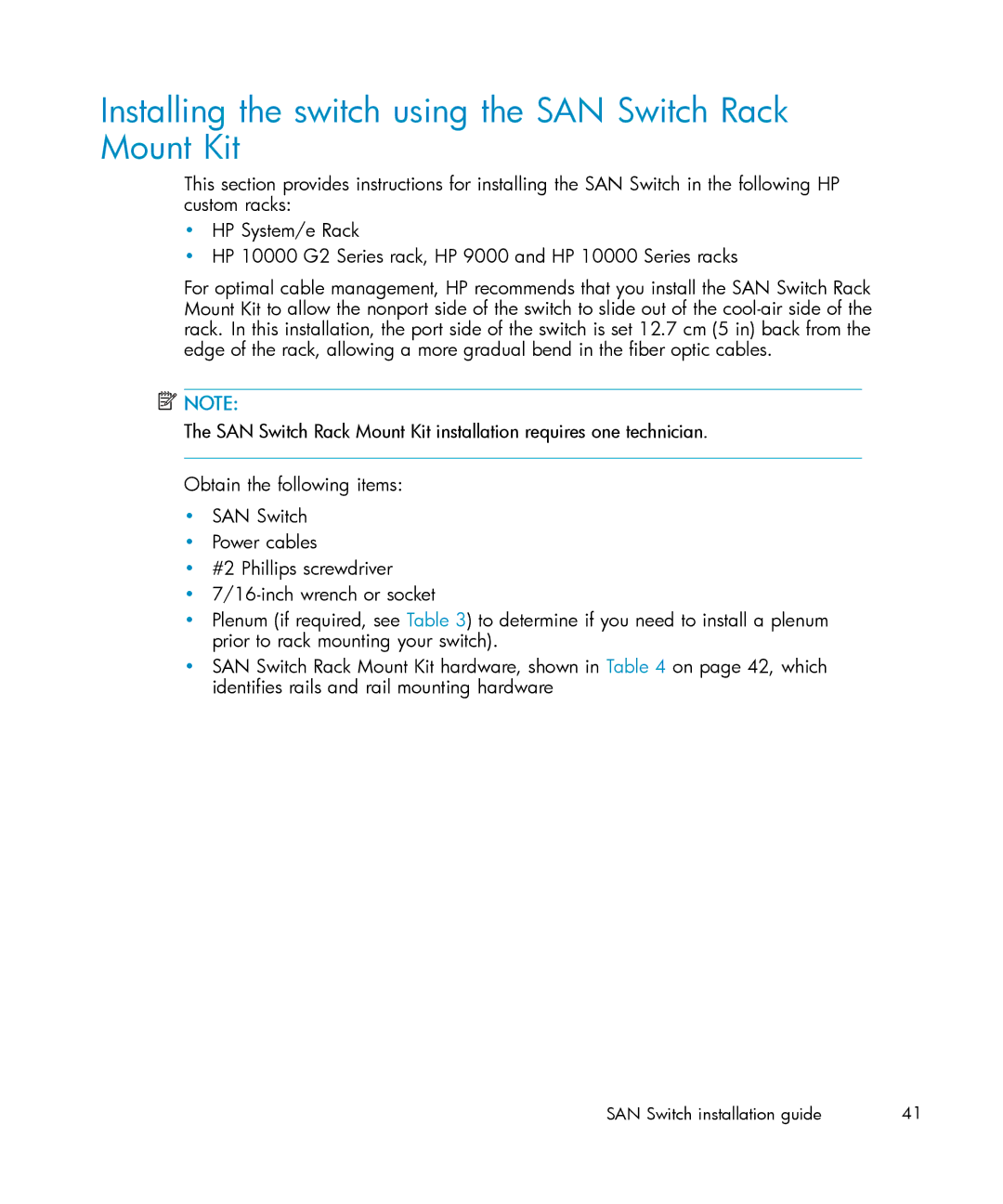 IBM AA-RWF3A-TE manual Installing the switch using the SAN Switch Rack Mount Kit 