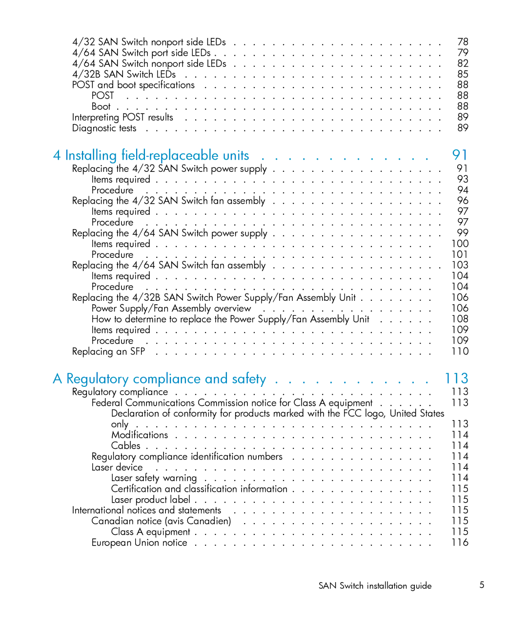 IBM AA-RWF3A-TE manual Installing field-replaceable units, Regulatory compliance and safety 113 