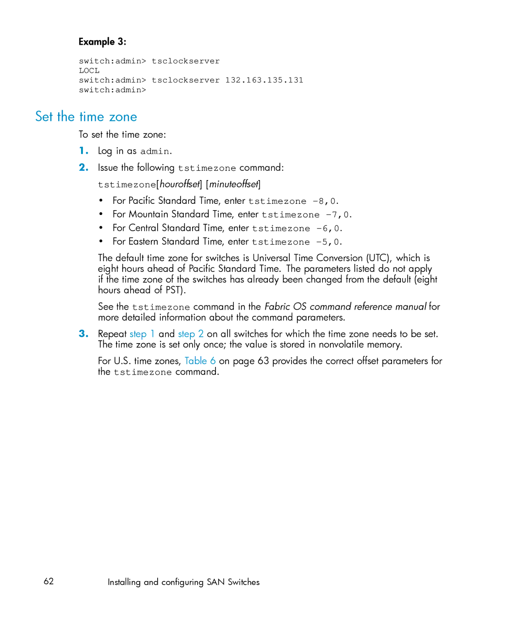 IBM AA-RWF3A-TE manual Set the time zone, Example 