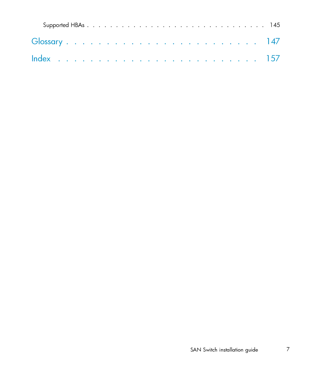 IBM AA-RWF3A-TE manual Glossary 147 Index 157, Supported HBAs 