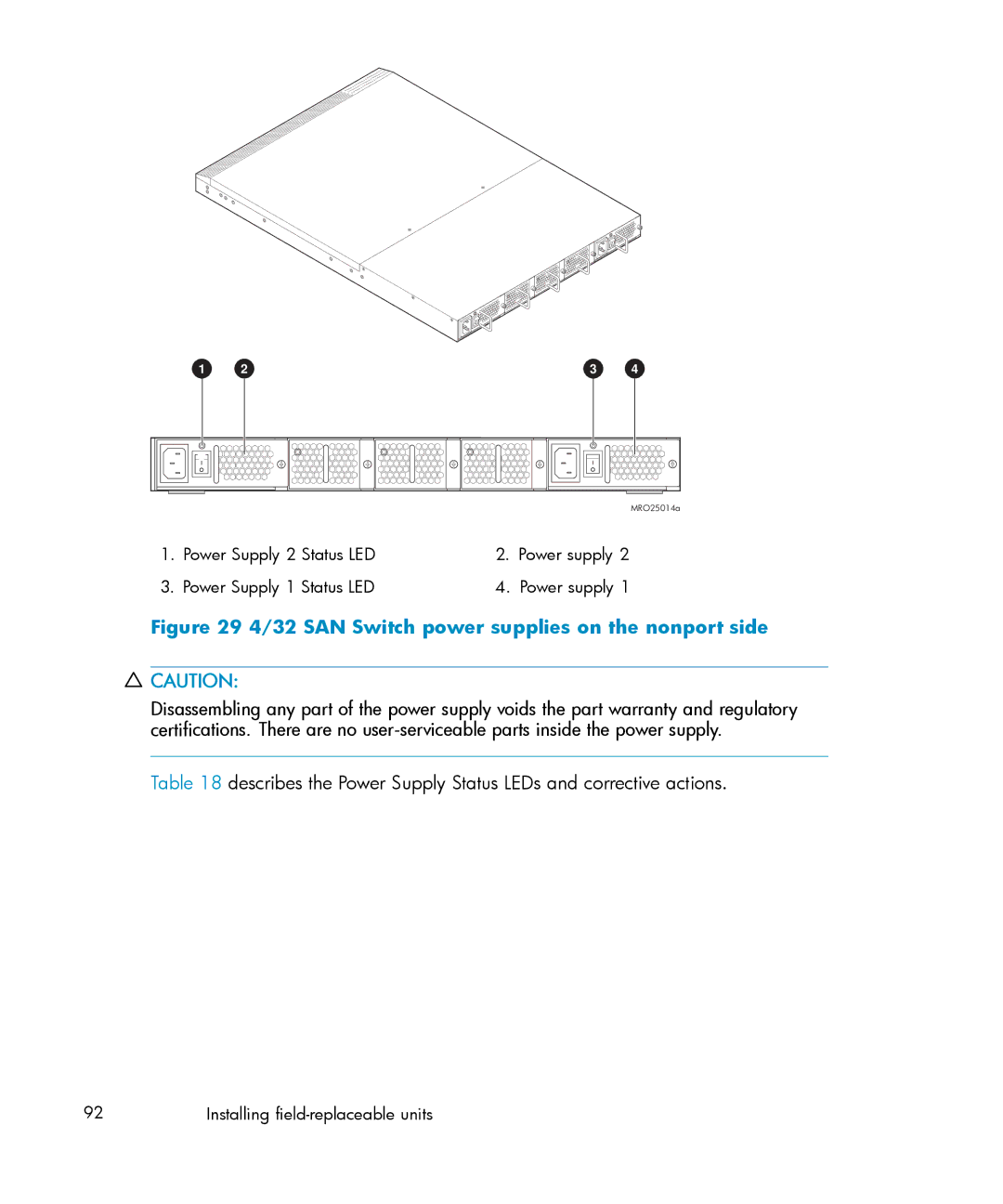 IBM AA-RWF3A-TE manual SAN Switch power supplies on the nonport side 