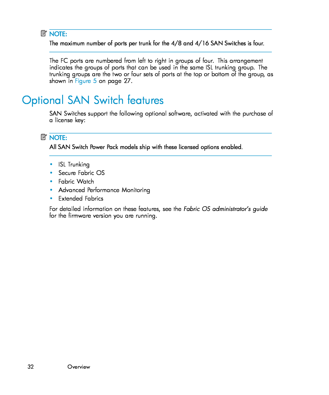 IBM AA-RWF3A-TE manual Optional SAN Switch features 