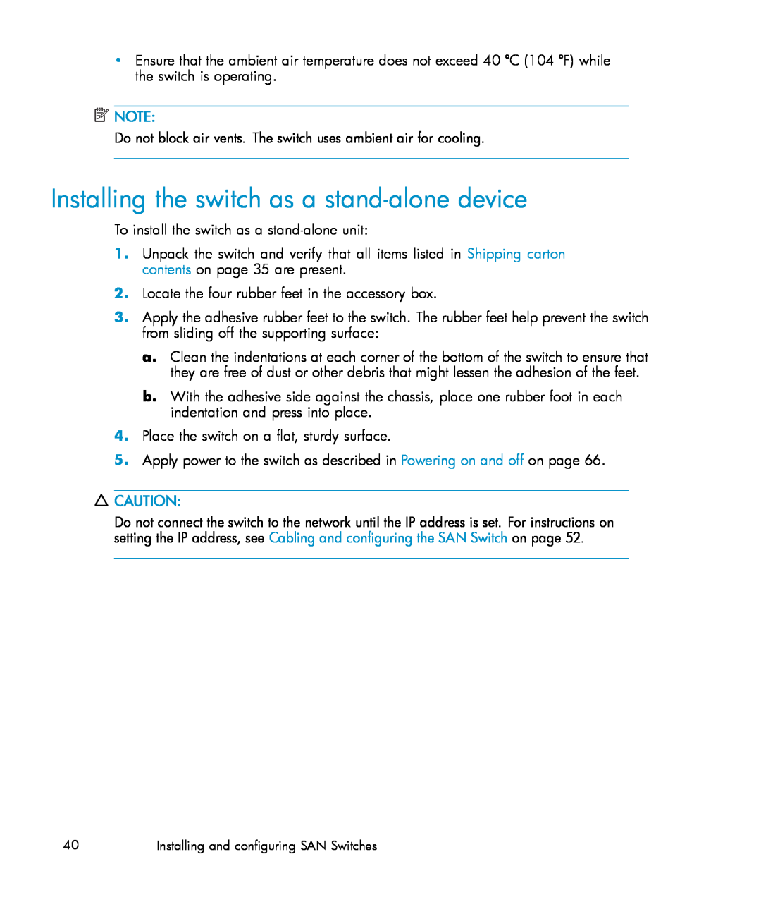 IBM AA-RWF3A-TE manual Installing the switch as a stand-alone device 
