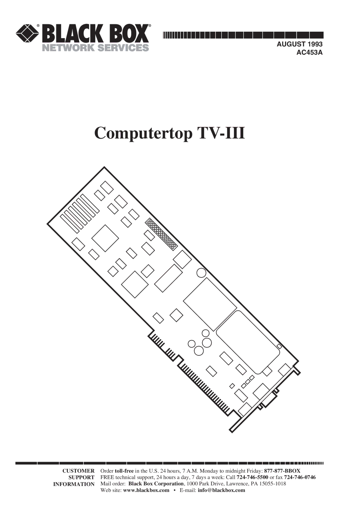 IBM AC453A manual Computertop TV-III 