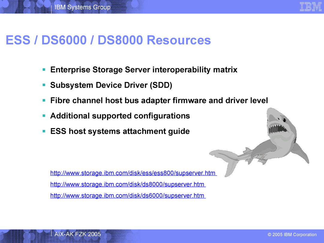 IBM AIX-AK FZK 2005 manual ESS / DS6000 / DS8000 Resources 