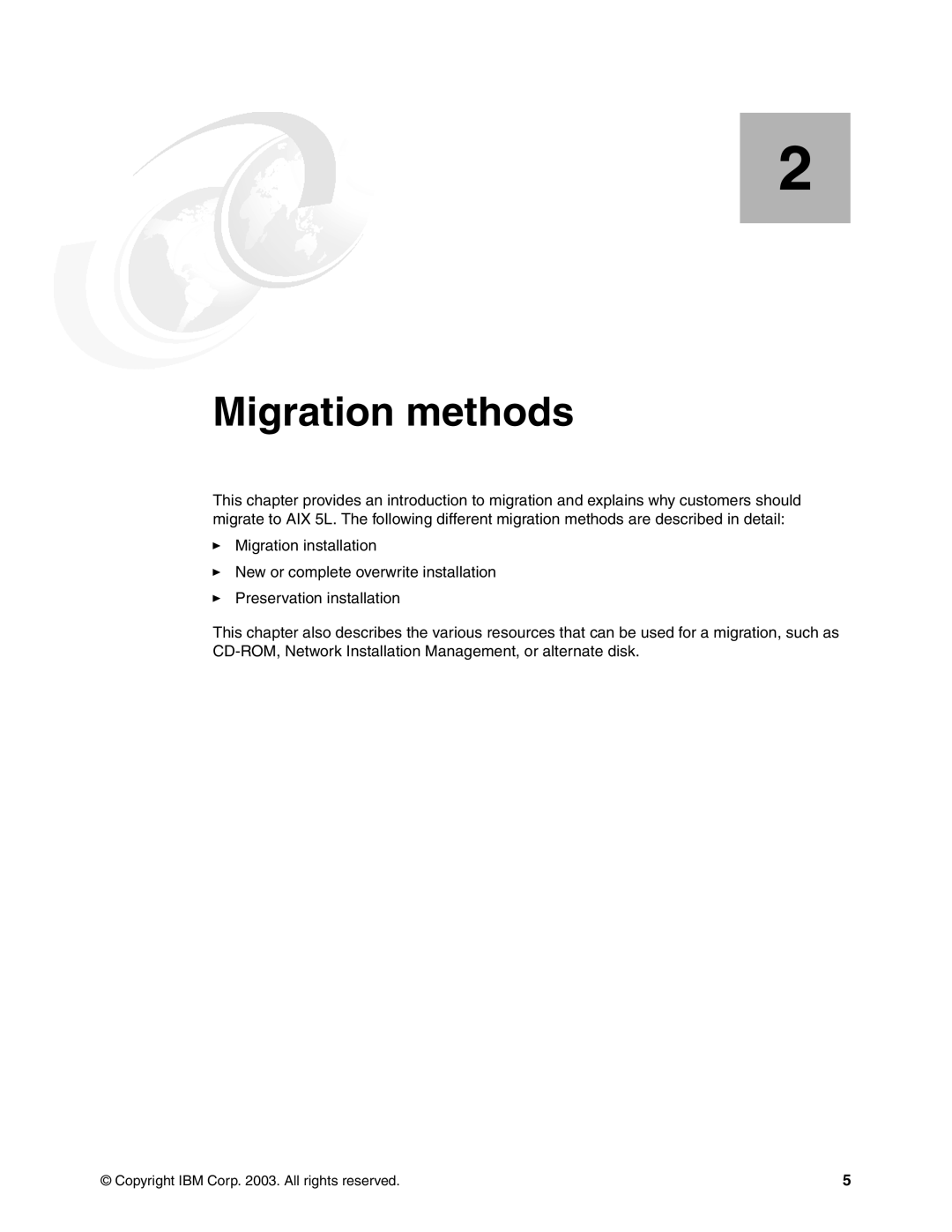 IBM AIX 4.3, AIX5L manual Migration methods 