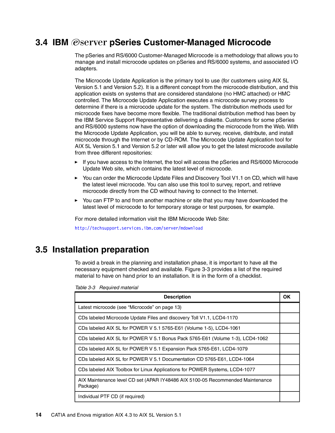 IBM AIX5L, AIX 4.3 manual IBM Sserver pSeries Customer-Managed Microcode, Installation preparation 