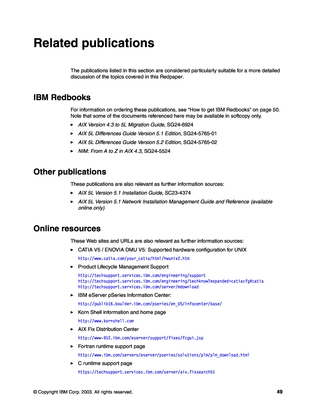 IBM AIX 4.3, AIX5L manual Related publications, IBM Redbooks, Other publications, Online resources 