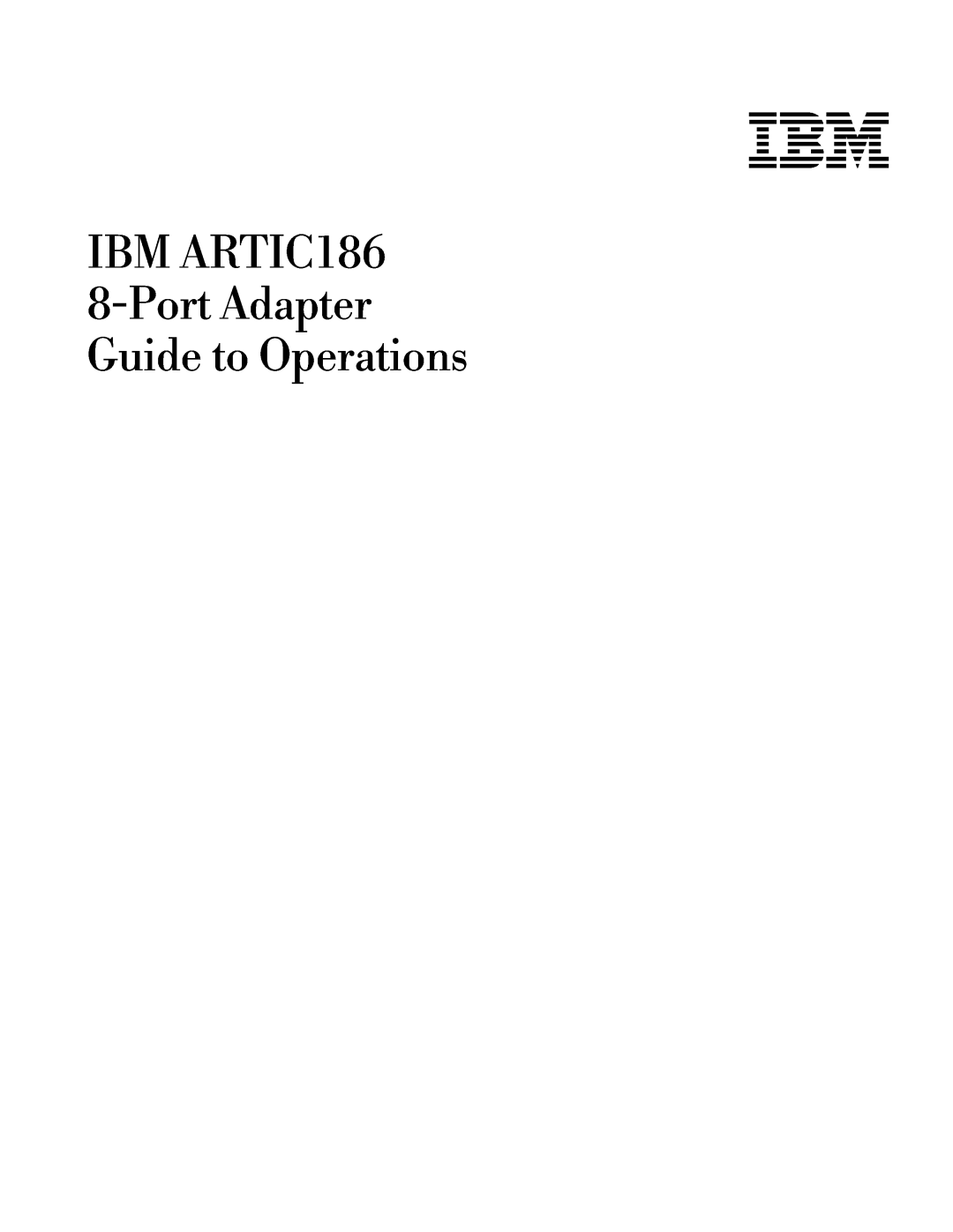 IBM manual IBM ARTIC186 8-Port Adapter Guide to Operations 