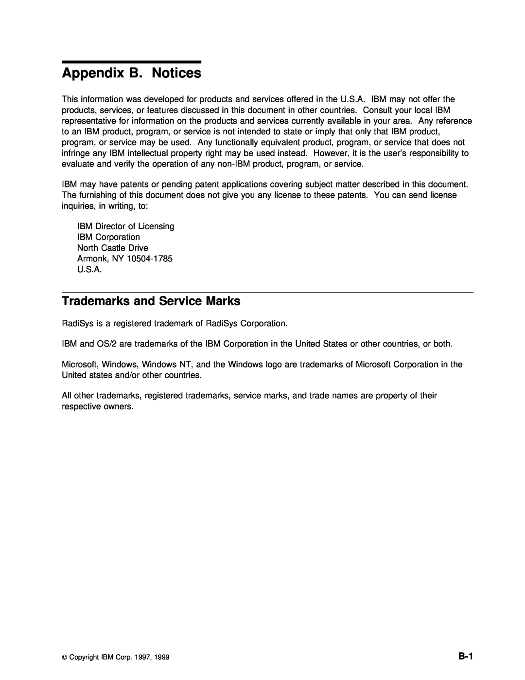 IBM ARTIC186 manual Appendix B. Notices, Trademarks and Service Marks 