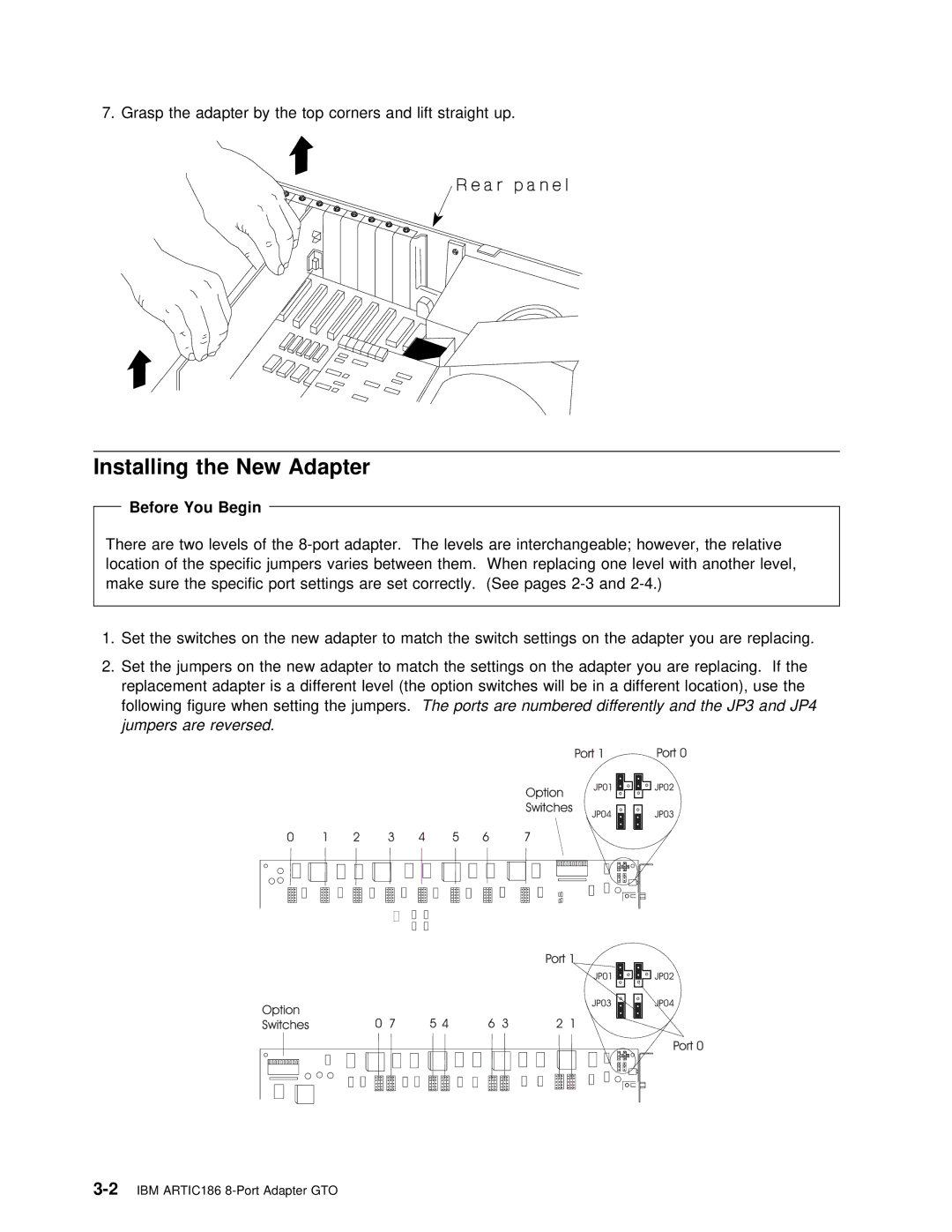 IBM ARTIC186 manual Installing the New Adapter, Before You Begin 