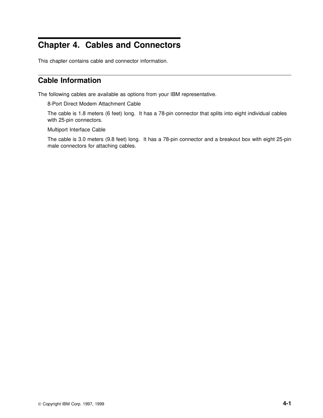 IBM ARTIC186 manual Cables and Connectors, Cable Information 