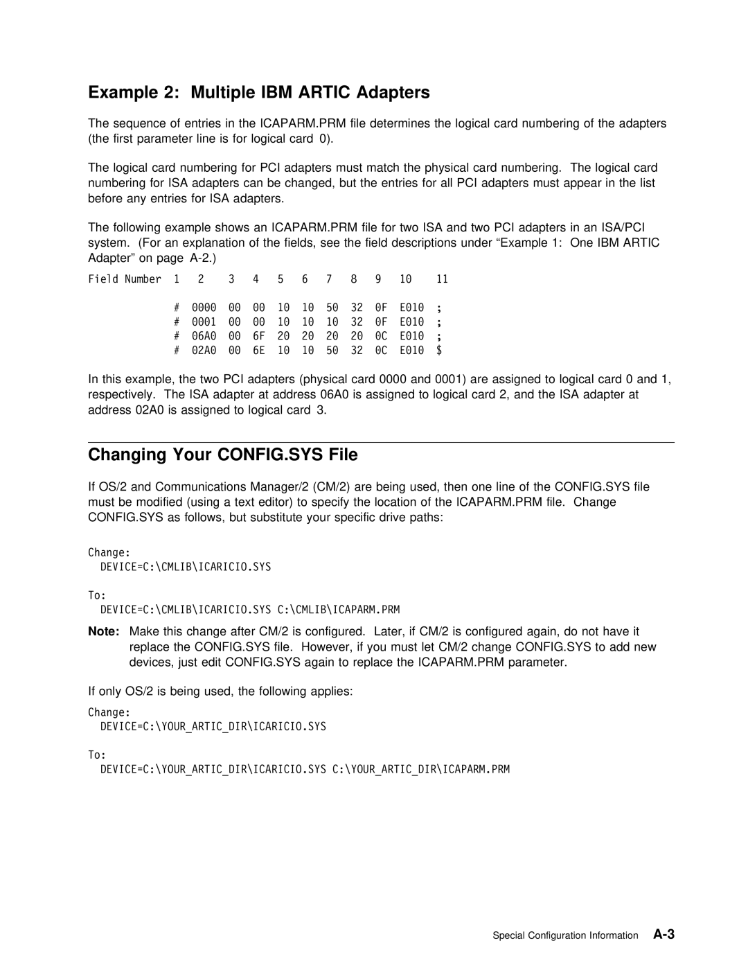 IBM ARTIC186 manual Adapters, Changing Your CONFIG.SYS File 