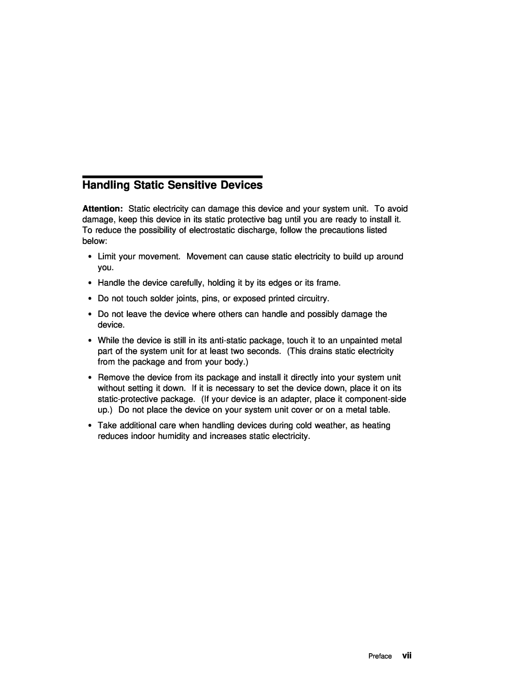 IBM ARTIC960RxD manual Handling Static Sensitive Devices, component, Preface 