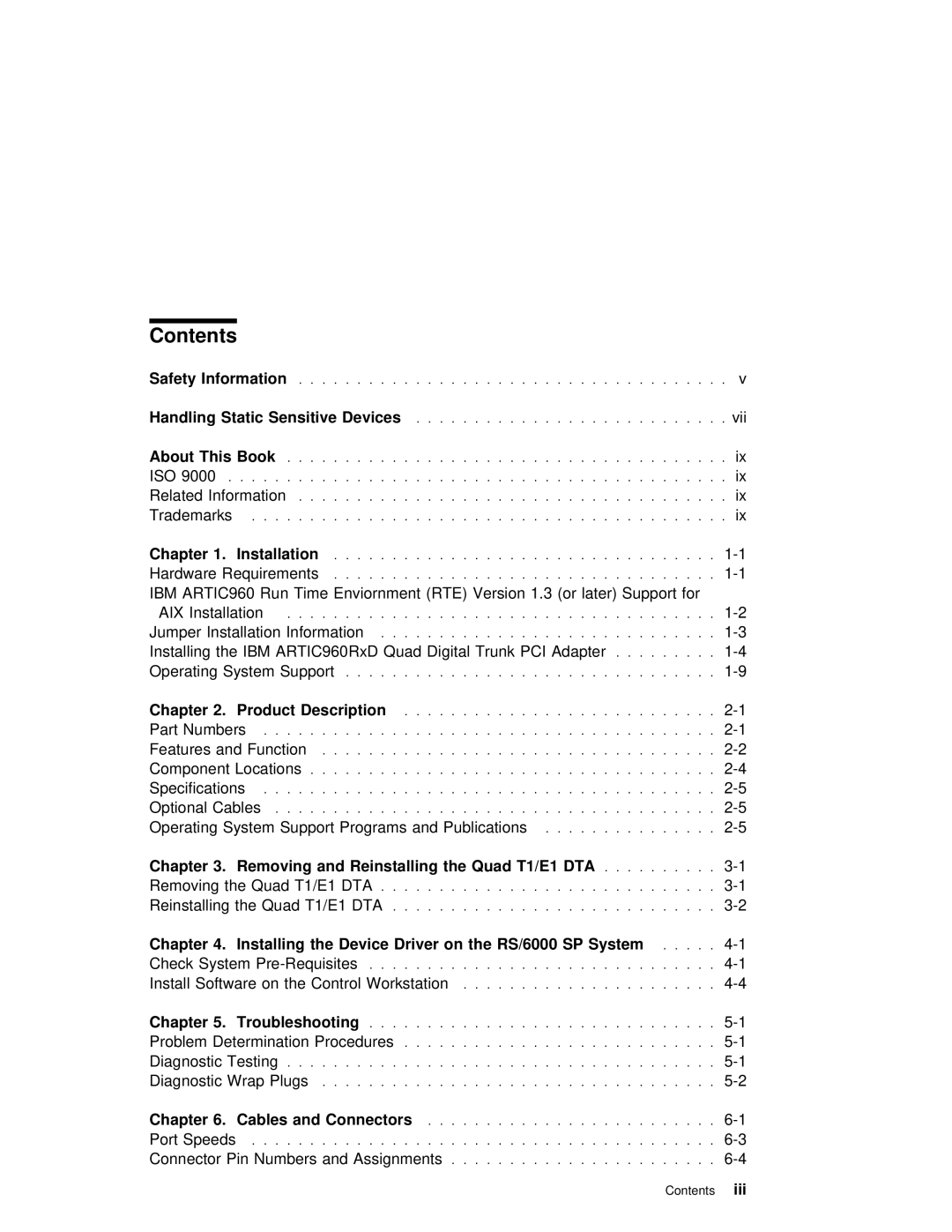 IBM ARTIC960RxD manual Contents 