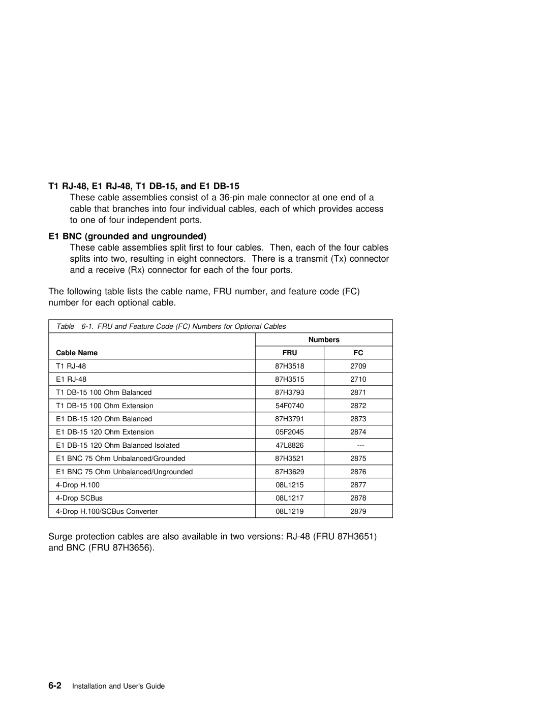 IBM ARTIC960RxD manual T1 RJ-48, E1 RJ-48 T1 DB-15, and E1 DB-15, E1 BNC grounded and ungrounded 