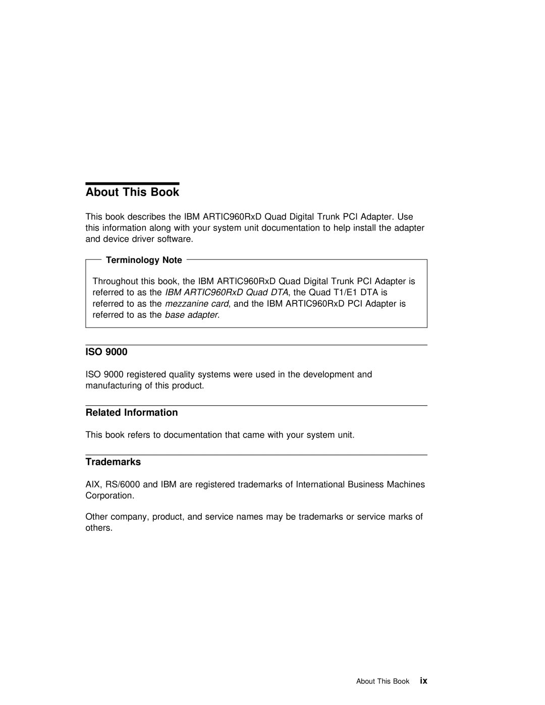 IBM ARTIC960RxD manual This Book, Iso, Related Information, Trademarks, Terminology Note 